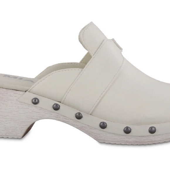 Womens MIA Slip On Clogs Size 8 M Lightweight Bone Color Faux Wood Sole New - Picture 7 of 12